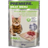 PREMIERE Meat Menu Adult Rundvlees met kalkoen en konijn 48x85 g