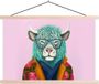 Porte-affiche incluant affiche - Planche scolaire - Cornes - Animal - Bison - Fleurs - Vache - 150x100 cm - Lattes naturelles