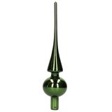 Decoris Kerst piek - donkergroen - 26 cm - glas - glans