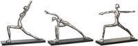 DKD Home Decor Decoratieve figuren Zilverkleurig Zwart Indiaas Yoga (3 Stuks)
