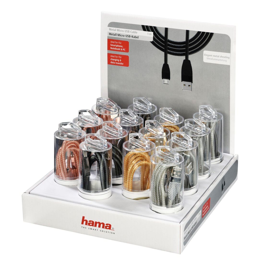 Hama Pineapple USB-kabel - 1 m - USB 2.0 - Antraciet/Goud/Zilver/Rosé goud