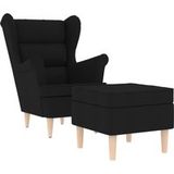 Fauteuil de salon, chaise, fauteuil avec repose-pieds noir tissu CFW296175
