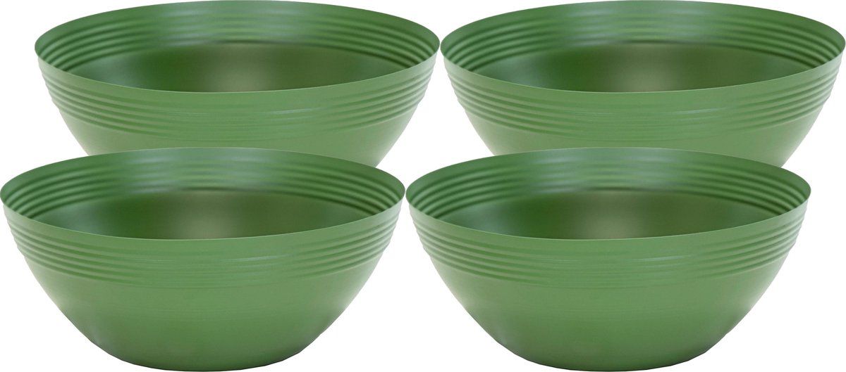 Mega Collections Bloemenschaal/plantenschaal - 4x - zink - groen - D20 x H8 cm