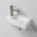 Ibergrif M41102-L Rechthoekige keramische wastafel met 1 kraangat, links, wandmontage, klein formaat: 376 x 188 x 93 mm, wit
