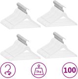 vidaXL 100-delige kledinghangerset anti-slip hardhout wit