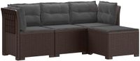 vidaXL - 4-Zitter - Tuin - Sofa - met - Kussens - Rattan - Look - PP - Bruin