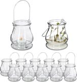 Merkloos Relaxdays windlicht lantaarn - set van 12 - met hengsel - binnen - buiten - 10 x 8,5 cm - glas