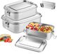 Unyqoos® Set van drie roestvrijstalen lunchboxen met lekvrije afsluiting en stapelbaar ontwerp