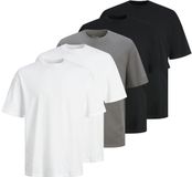 Jack & Jones Heren T-Shirt JJHUGO Ronde Hals Effen 5-Pack - Maat M