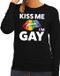 Bellatio Decorations Shoppartners Bv Kiss me I am gay sweater zwart dames - feest shirts dames - gay pride kleding XL