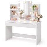 Relaxdays Kaptafel met Hollywoodspiegel, Verlichting, Wit