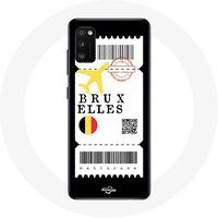 Maniacase Hoesje voor Samsung Galaxy S20 Vliegticket Brussel België