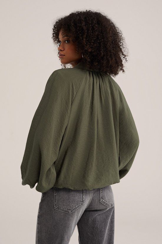 WE Fashion Dames blouse met ballonmouw en rits