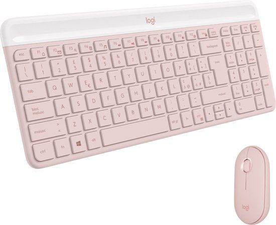 Logitech MK470 Slim Combo - Draadloos Toetsenbord en Muis - Roze - Italiaans QWERTY