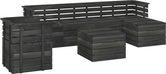 vidaXL 7-delige Loungeset pallet massief grenenhout donkergrijs