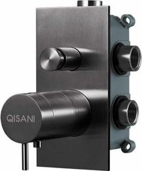 Qisani Flow thermostatische 2-wegs inbouwkraan Geborsteld Gun Metal 25610.04