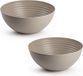 Plasticforte Serveerschaal/saladeschaal - 2x - D25 x H10.5 cm - kunststof - taupe