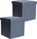 H&S Collection Poef/hocker/voetenbankje - 2x - opbergbox - blauw - polyester - 38 x 38 cm - opvouwbaar