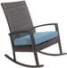 Ogarden Luna Rocking chair - Schommelstoel buiten - Donker bruin poly rattan - Blauw Kussen - Tuinstoel schommelstoel - tuinmeubelen - loungemeubel outdoor voor terras, balkon, wintertuin