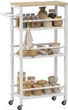 HOMCOM Keukenwagen - Spaanplaat, Metaal - 50 x 20 x 81 cm - Wit