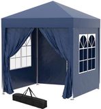 Merkloos Paviljoen - Tuinpaviljoen - Partytent - Tuintent - Pop-up Kliksysteem - Stabiel - Vouwtent - Opvouwbaar - Waterdicht - Winterbestendig - 50+UV-Bescherming - voor Tuin - Buiten - Achtertuin - 2 x 2 m - Blauw