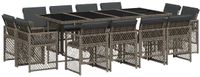 vidaXL 13-delige Tuinset met kussens poly rattan grijs