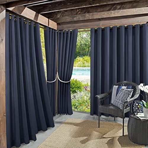 Sun Zero Marina Indoor/Outdoor UV Protectant Grommet Curtain Panel, 54" x 84", Navy