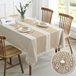 QIANQUHUI Geborduurd tafelkleed voor eettafel, stofdicht, morsbestendig, bodembestendig, katoenen linnen rechthoekige tafelkleden (koffiebruin, vierkant, 140 x 140 cm, 2-4 zitplaatsen)