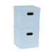 Household Essentials 816-1 set van 2 kubusvormige opbergdozen met deksel en handgrepen - linnen babyblauw