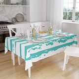 Bonamaison Tafelkleed, Anti-Mold, Sneldrogend, Waterdicht, 100% Polyester Tafellaken, Turkoois, wit, 140 x 160 Cm
