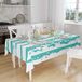 Bonamaison Tafelkleed, Anti-Mold, Sneldrogend, Waterdicht, 100% Polyester Tafellaken, Turkoois, wit, 140 x 160 Cm