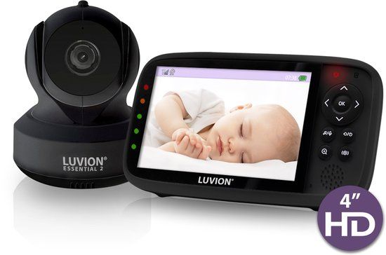 LUVION® Essential 2 Black Babyphone - Babyfoon met Camera - Uitbreidbaar tot 4 Baby Camera's - Premium Baby Monitor