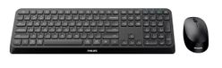 Philips SPT6407B/16 Toetsenbord en Muis Combo, Universeel, RF-draadloos + Bluetooth, QWERTY Engels, Zwart