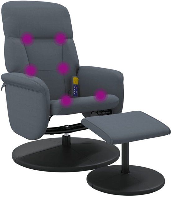 vidaXL Massagestoel verstelbaar met voetenbank fluweel donkergrijs