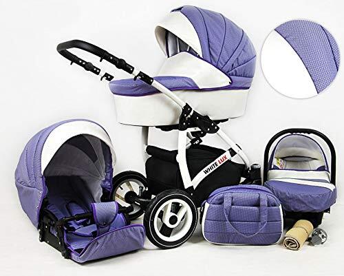 Lux4Kids Kinderwagen, 3-in-1, 2-in-1 Isofix, complete set met autostoeltje alles in een Biancino by ChillyKids Lavender 2-in-1 zonder babyzitje