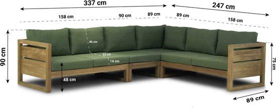 Garden Collections Richmond 6-persoons Hoek Loungeset - Teak - Old Teak Greywash