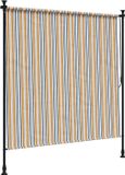 vidaXL Storend rolgordijn voor buiten 150x270 cm stof en staal geel en wit