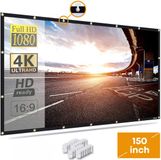Vizual Projectiescherm - 150 inch (381cm) - 16:9 - Beamer scherm - Opvouwbaar projectiedoek - Uitrekbaar - Anti-kreuk