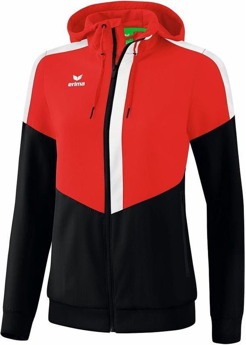 Erima Squad Tracktop Jack Met Capuchon Dames Rood-Zwart-Wit Maat 40