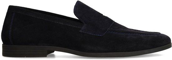 Manfield - Heren - Donkerblauwe suède loafers - Maat 43