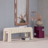 WOOOD Frex Bankje Gestoffeerd - Bouclé - Naturel - 48x110x43