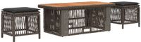 vidaXL Tuin Eettafel Set 4 st Grijs en Donkergrijs poly rattan