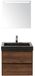 BES LED Dante Badmeubelset 60 cm - Walnoot - Wastafel Hardsteen Wit Lucca met Sence Spiegel