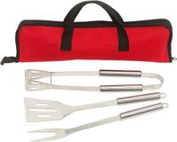 Merkloos Barbecue gereedschap set met draagtas - RVS - 4-delig - BBQ spatel/vleesvork/tang