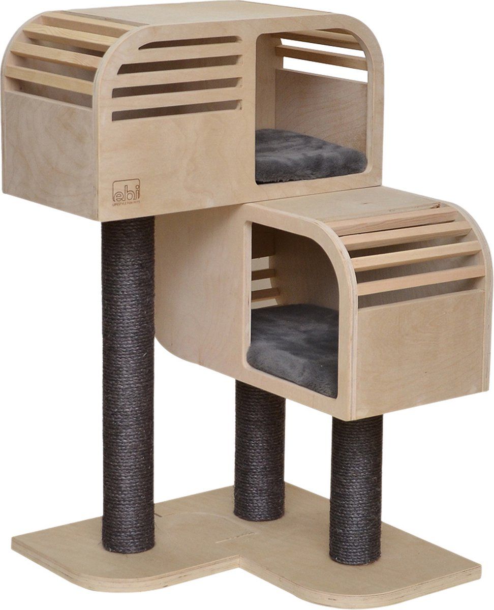 Ebi Krabpaal - Atlas 90 - Krabpaal voor Katten - Grijs Pluche - 93.5 cm