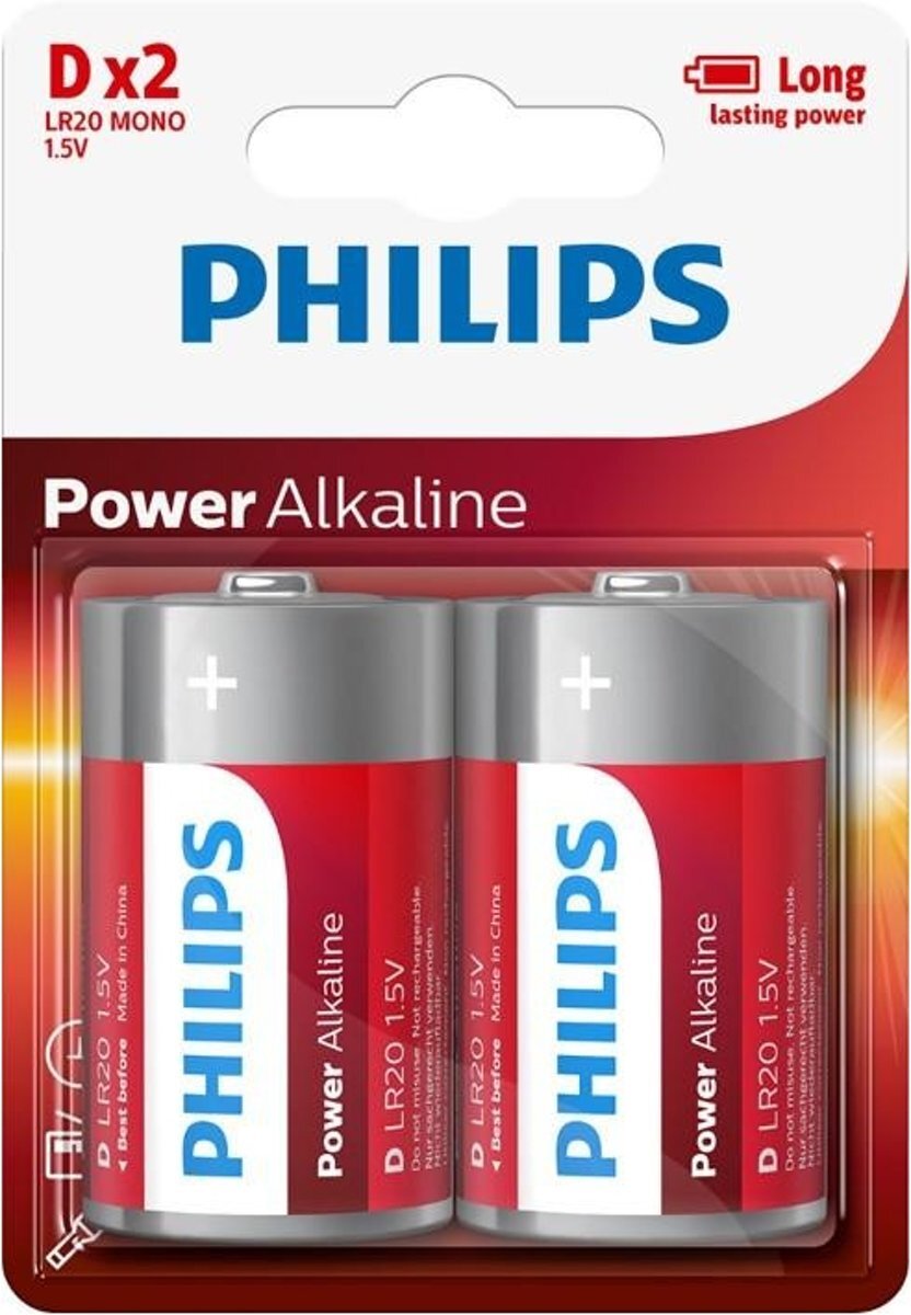 NedRo 2 Stuks (1 blister a 2st) - Philips Power D/LR20 alkalinebatterij