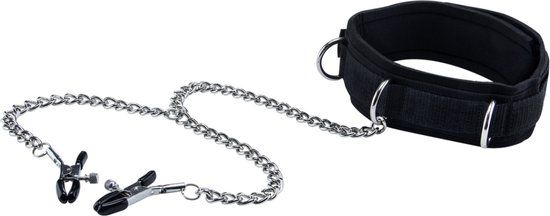 OUCH! - Velcro Nipple Clamps with Collar - Black