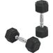 Set de 2 haltères hexagonaux de 5 kg en caoutchouc antidérapant, noirs