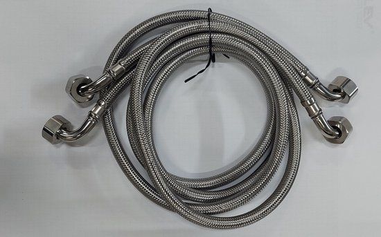 Sanifun aansluitslangen Haaks 1/2 x 1/2 1200 mm - 2 stuks - Chroom