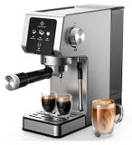 StarTech Espressomachine - Semi-automatisch - 20 bar - Geschikt voor 2 kopjes - Instelbare temperatuur - Melkopschuimer - Roestvrij staal